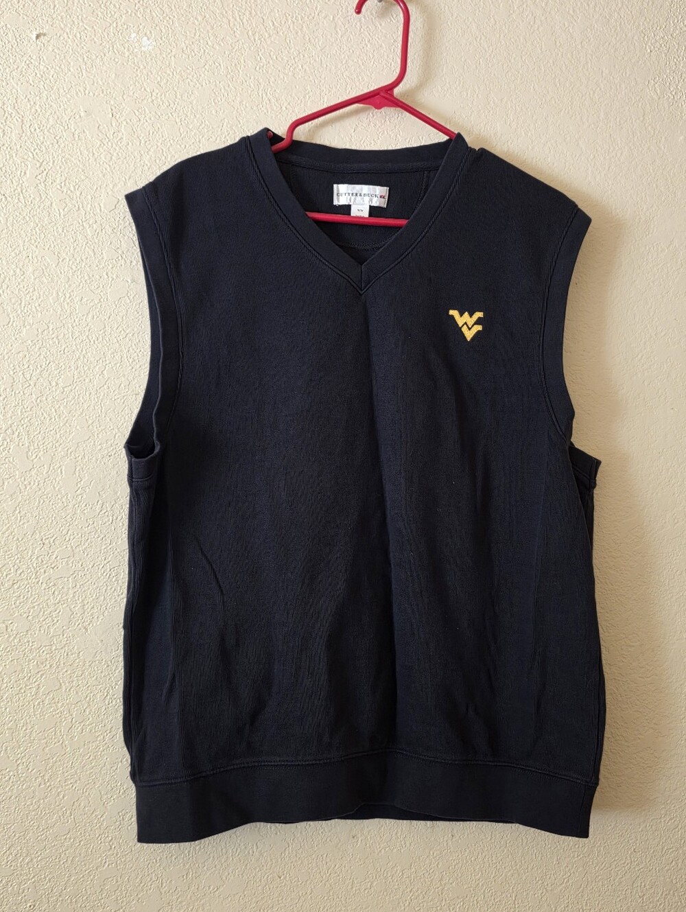 Cutter & Buck Navy V-Neck Sweater Vest with Gold Logo Size M